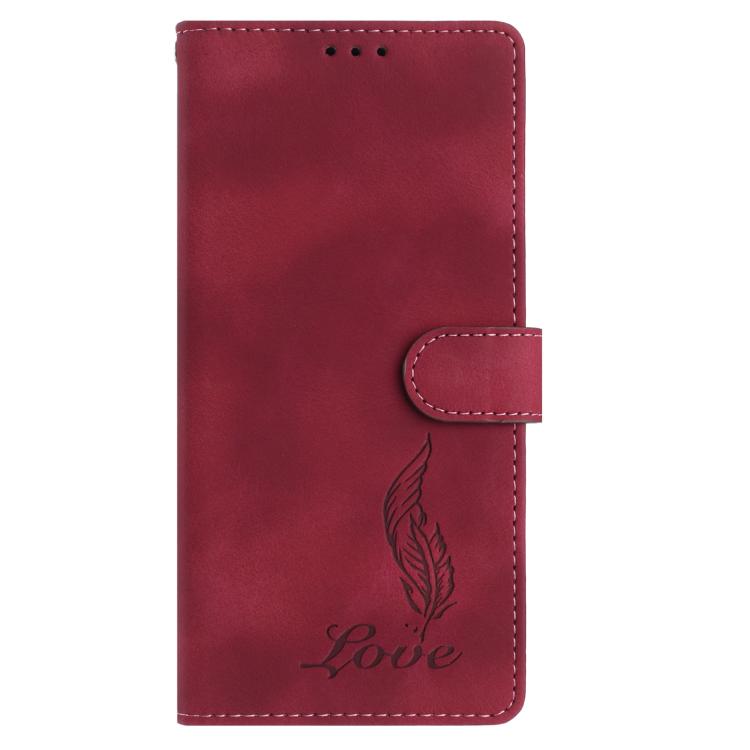 For iPhone 17 Skin Feel Embossed Feather Leather Phone Case
