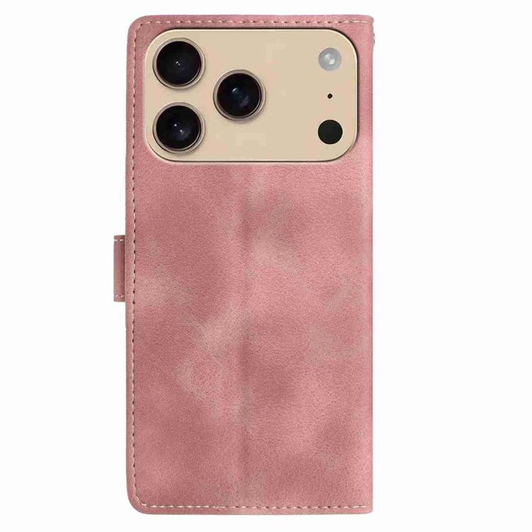 For iPhone 17 Pro Skin Feel Embossed Feather Leather Phone Case
