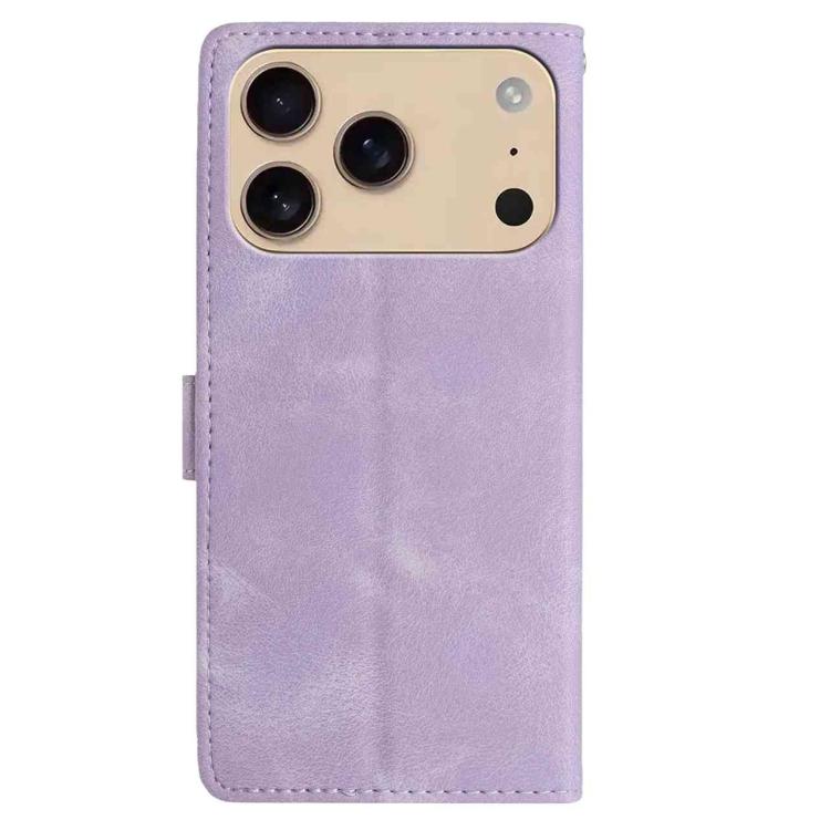 For iPhone 17 Pro Skin Feel Embossed Feather Leather Phone Case