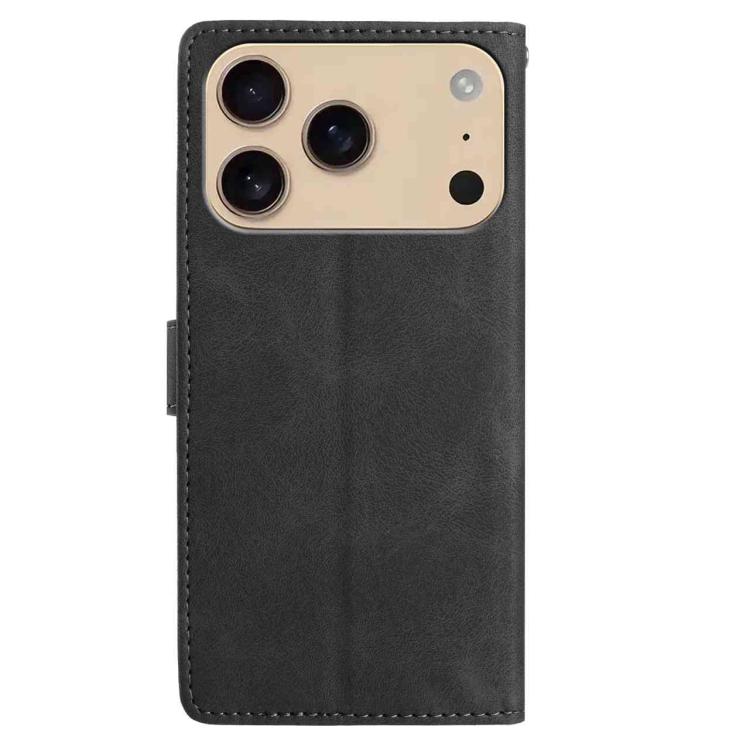 For iPhone 17 Pro Skin Feel Embossed Feather Leather Phone Case