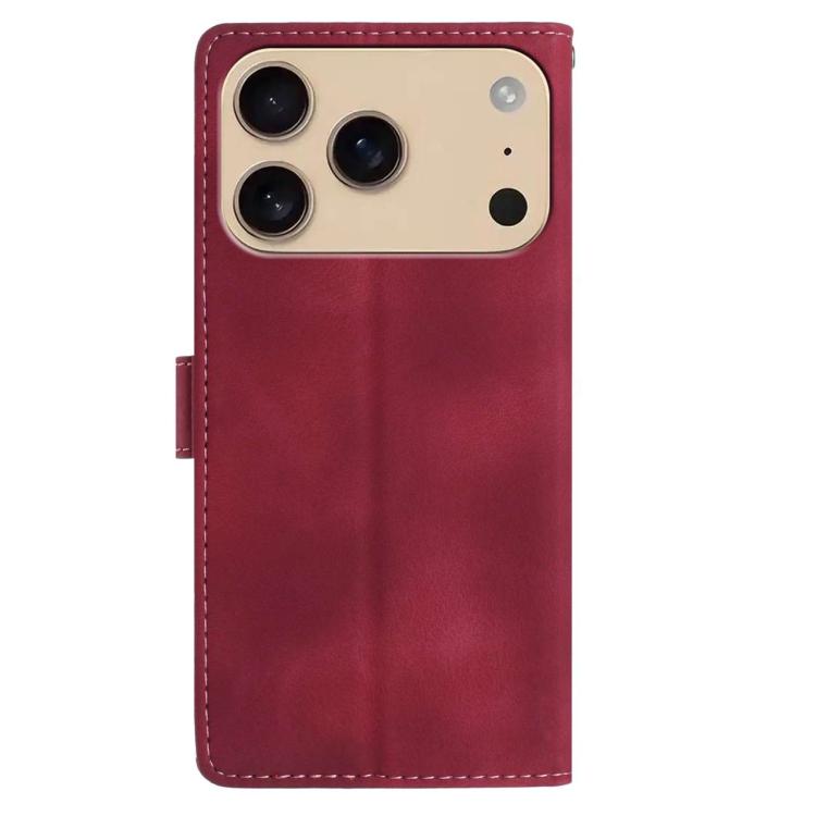For iPhone 17 Pro Skin Feel Embossed Feather Leather Phone Case