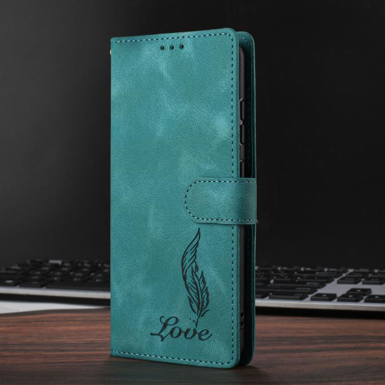 For iPhone 17 Pro Max Skin Feel Embossed Feather Leather Phone Case