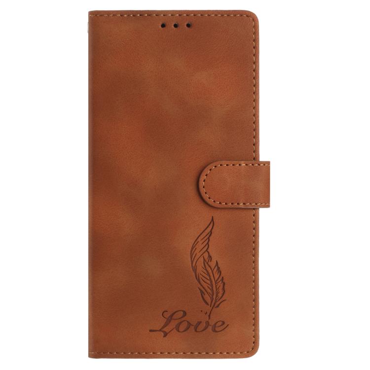 For iPhone 17 Pro Max Skin Feel Embossed Feather Leather Phone Case