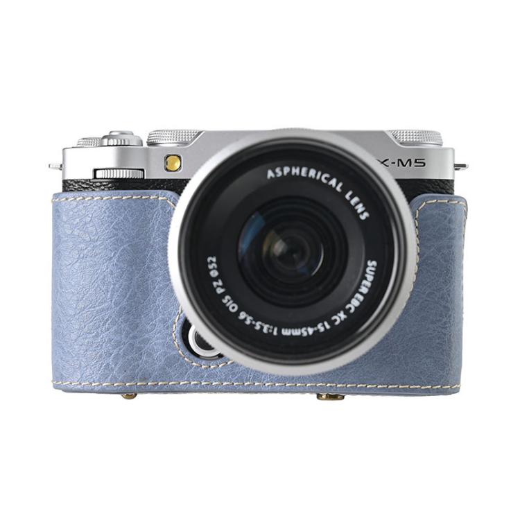For FUJIFILM X-M5 Retro Litchi Texture Leather Full Body Camera Case Bag with Strap