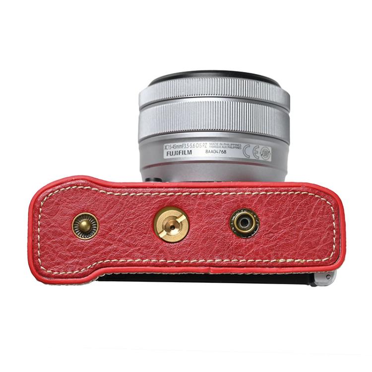For FUJIFILM X-M5 Retro Litchi Texture Leather Full Body Camera Case Bag with Strap