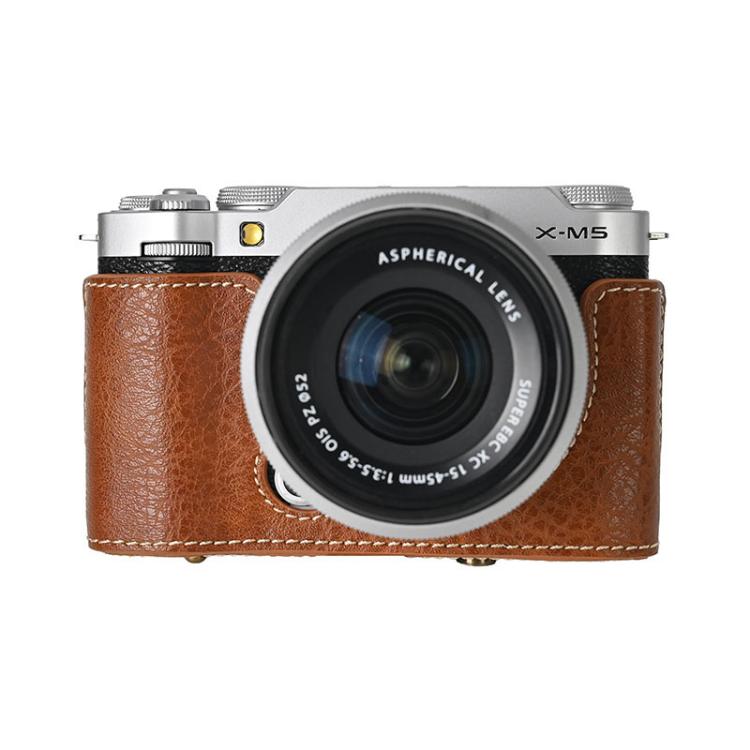 For FUJIFILM X-M5 Retro Litchi Texture Leather Full Body Camera Case Bag with Strap