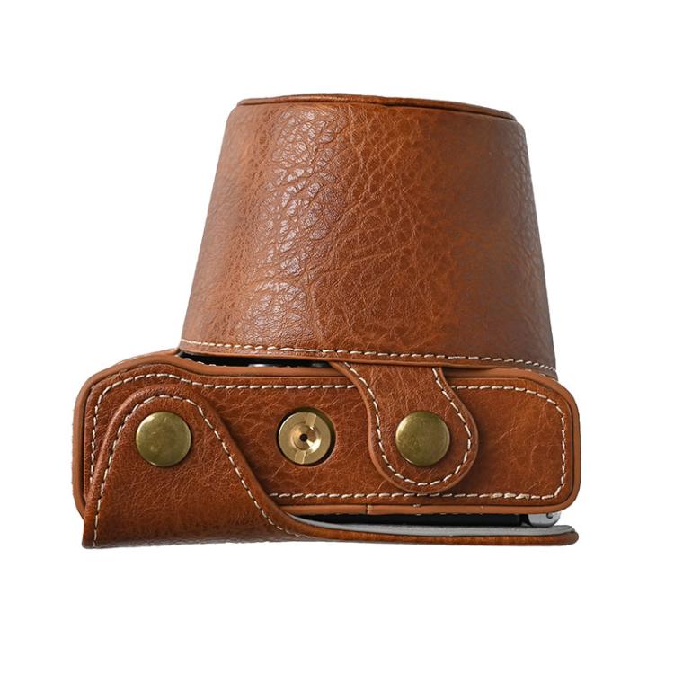 For FUJIFILM X-M5 Retro Litchi Texture Leather Full Body Camera Case Bag with Strap
