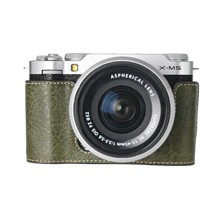 For FUJIFILM X-M5 Retro Litchi Texture Leather Full Body Camera Case Bag with Strap