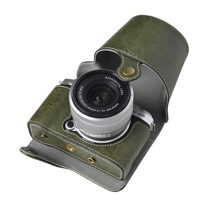 For FUJIFILM X-M5 Retro Litchi Texture Leather Full Body Camera Case Bag with Strap