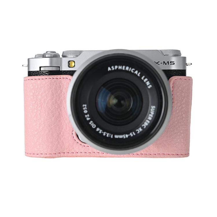 For FUJIFILM X-M5 Retro Litchi Texture Leather Full Body Camera Case Bag with Strap