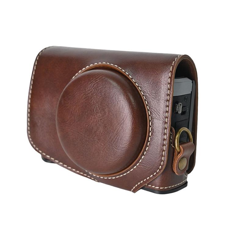 For Canon G7 X Mark III / G7X3 Retro Pull Up Leather Full Body Camera Case Bag with Strap