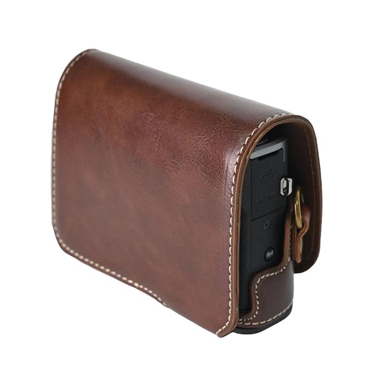 For Canon G7 X Mark III / G7X3 Retro Pull Up Leather Full Body Camera Case Bag with Strap