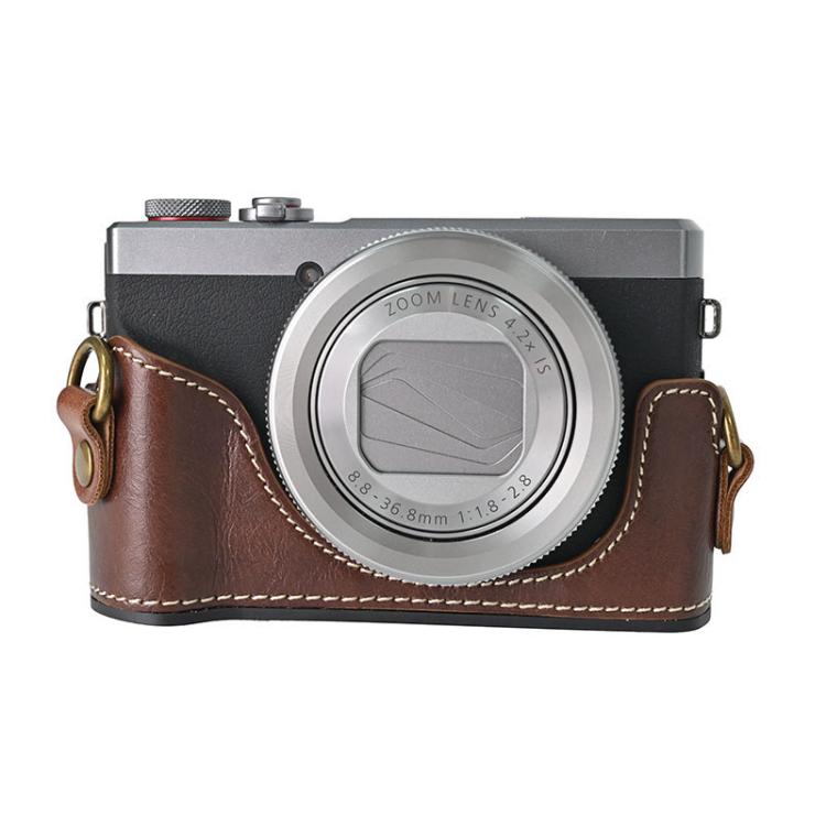 For Canon G7 X Mark III / G7X3 Retro Pull Up Leather Full Body Camera Case Bag with Strap