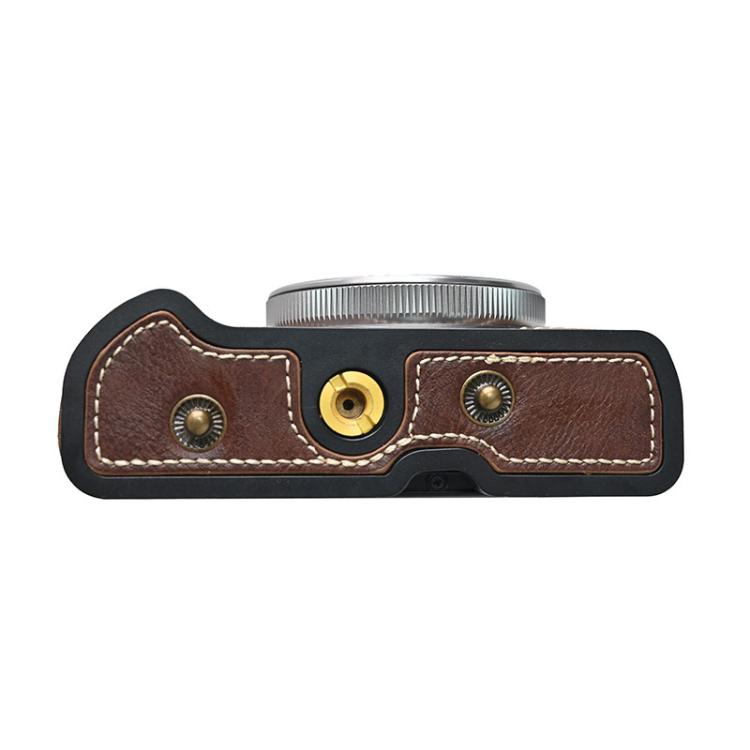 For Canon G7 X Mark III / G7X3 Retro Pull Up Leather Full Body Camera Case Bag with Strap