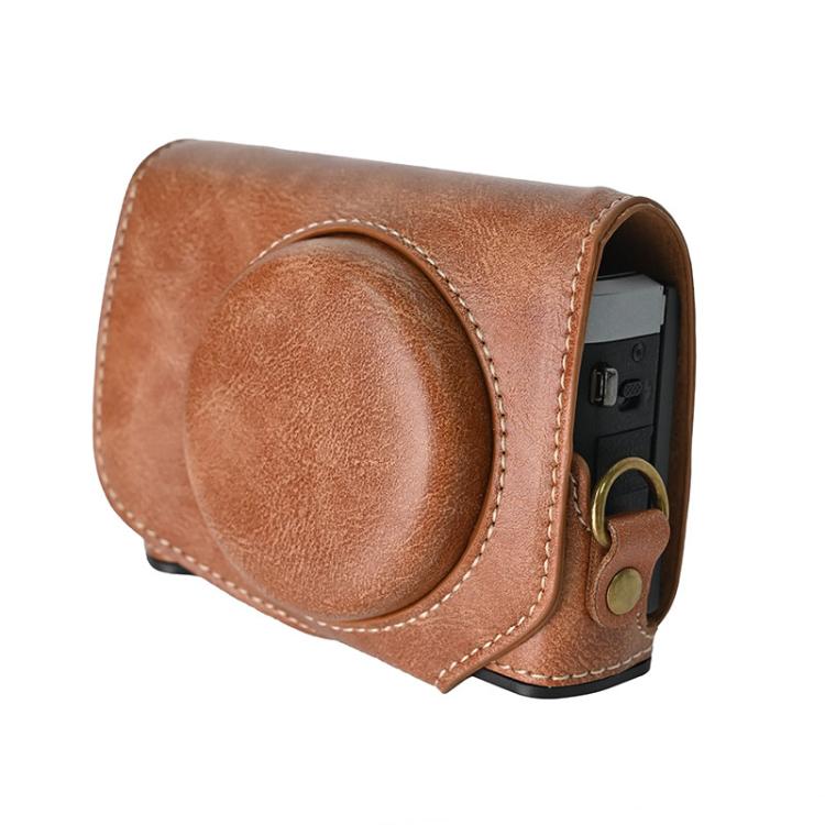 For Canon G7 X Mark III / G7X3 Retro Pull Up Leather Full Body Camera Case Bag with Strap