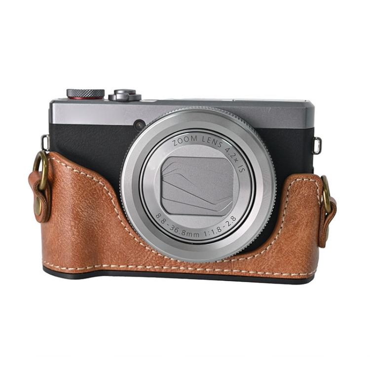 For Canon G7 X Mark III / G7X3 Retro Pull Up Leather Full Body Camera Case Bag with Strap