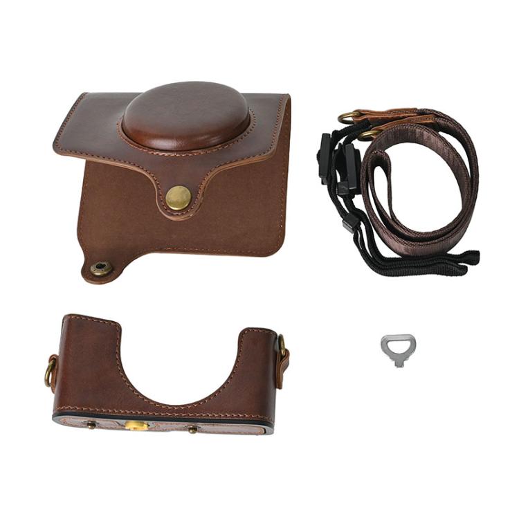For Canon PowerShot SX740 HS Retro Pull Up Leather Full Body Camera Case Bag with Strap