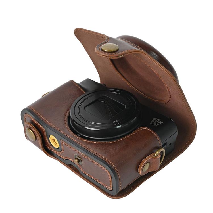 For Canon PowerShot SX740 HS Retro Pull Up Leather Full Body Camera Case Bag with Strap