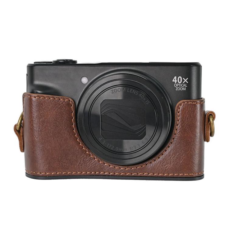 For Canon PowerShot SX740 HS Retro Pull Up Leather Full Body Camera Case Bag with Strap