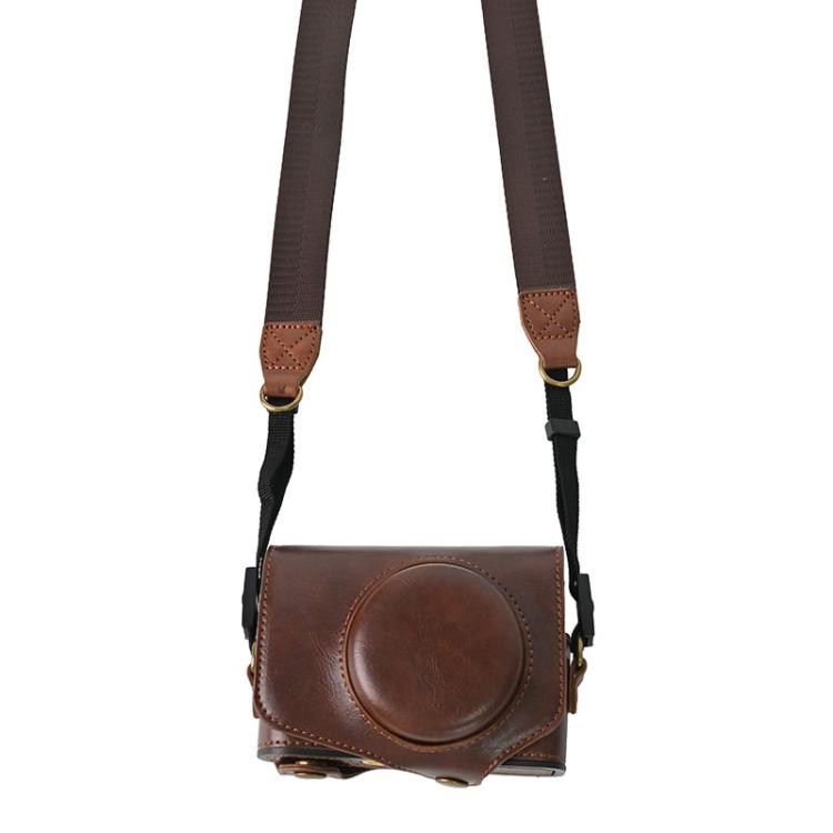 For Canon PowerShot SX740 HS Retro Pull Up Leather Full Body Camera Case Bag with Strap