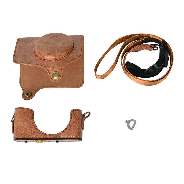 For Canon PowerShot SX740 HS Retro Pull Up Leather Full Body Camera Case Bag with Strap
