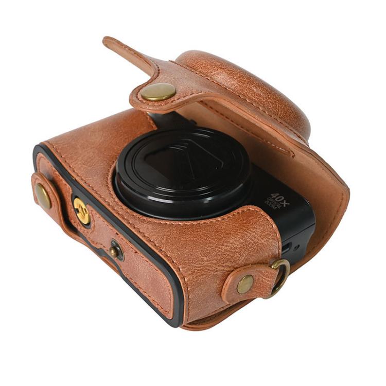 For Canon PowerShot SX740 HS Retro Pull Up Leather Full Body Camera Case Bag with Strap