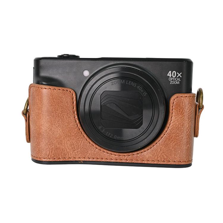 For Canon PowerShot SX740 HS Retro Pull Up Leather Full Body Camera Case Bag with Strap