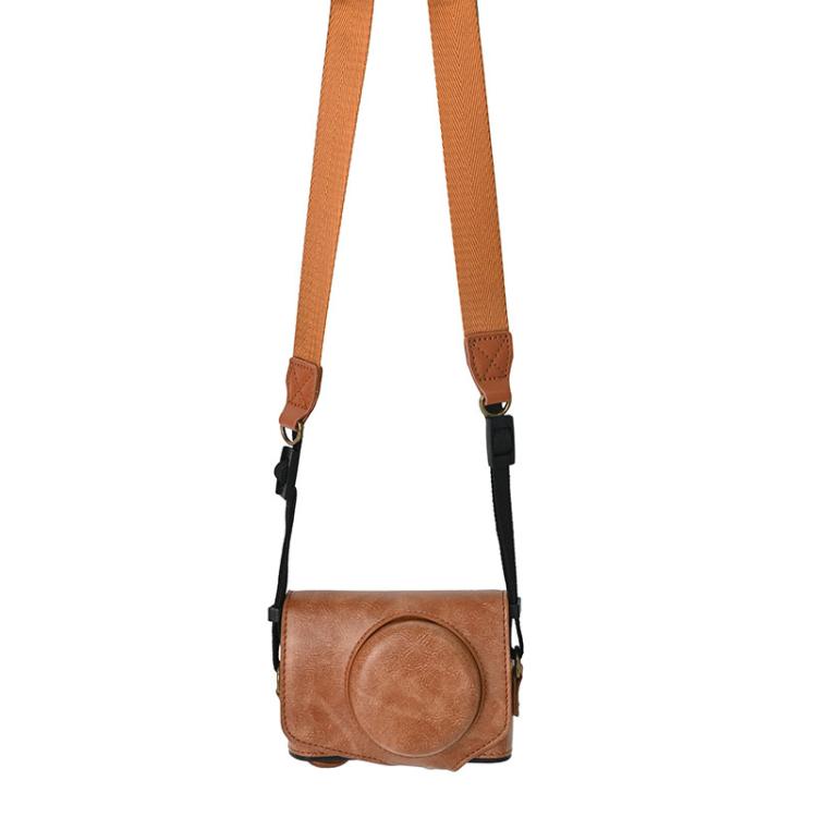 For Canon PowerShot SX740 HS Retro Pull Up Leather Full Body Camera Case Bag with Strap