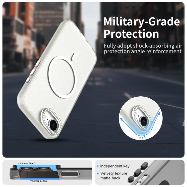 For iPhone 17e / 16e Candy Diamond Magsafe Frosted PC Hybrid TPU Phone Case