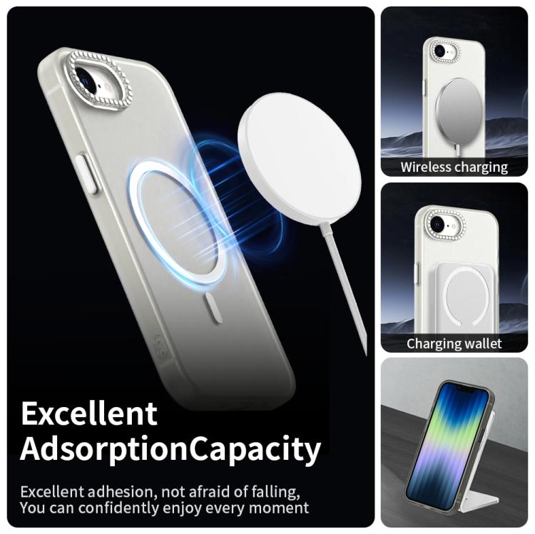 For iPhone 17e / 16e Candy Diamond Magsafe Frosted PC Hybrid TPU Phone Case