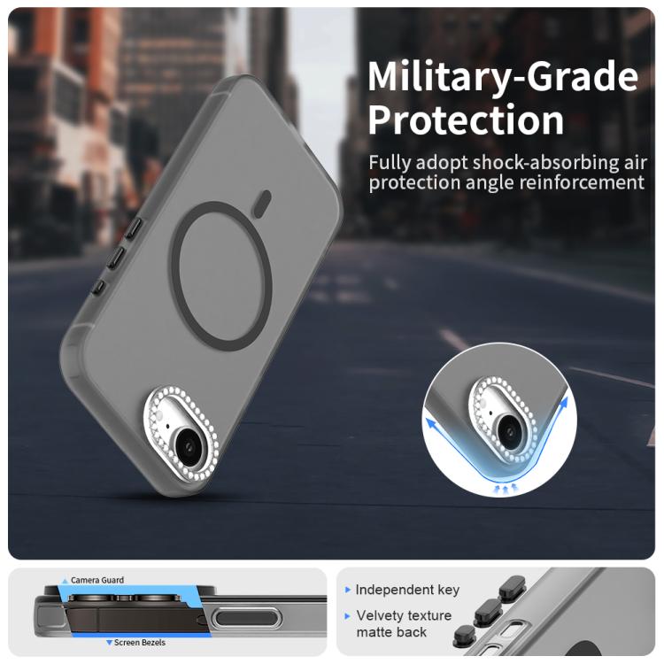 For iPhone 17e / 16e Candy Diamond Magsafe Frosted PC Hybrid TPU Phone Case