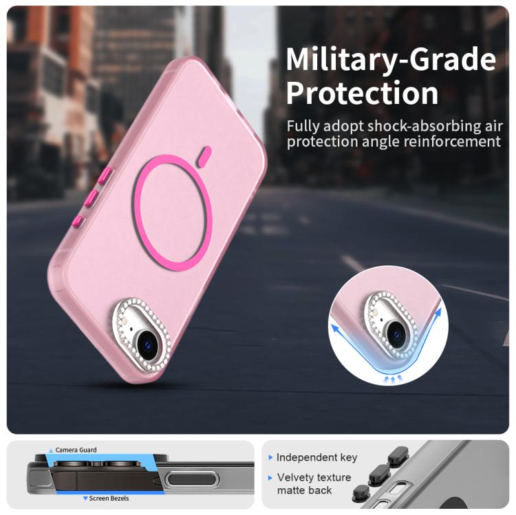 For iPhone 17e / 16e Candy Diamond Magsafe Frosted PC Hybrid TPU Phone Case
