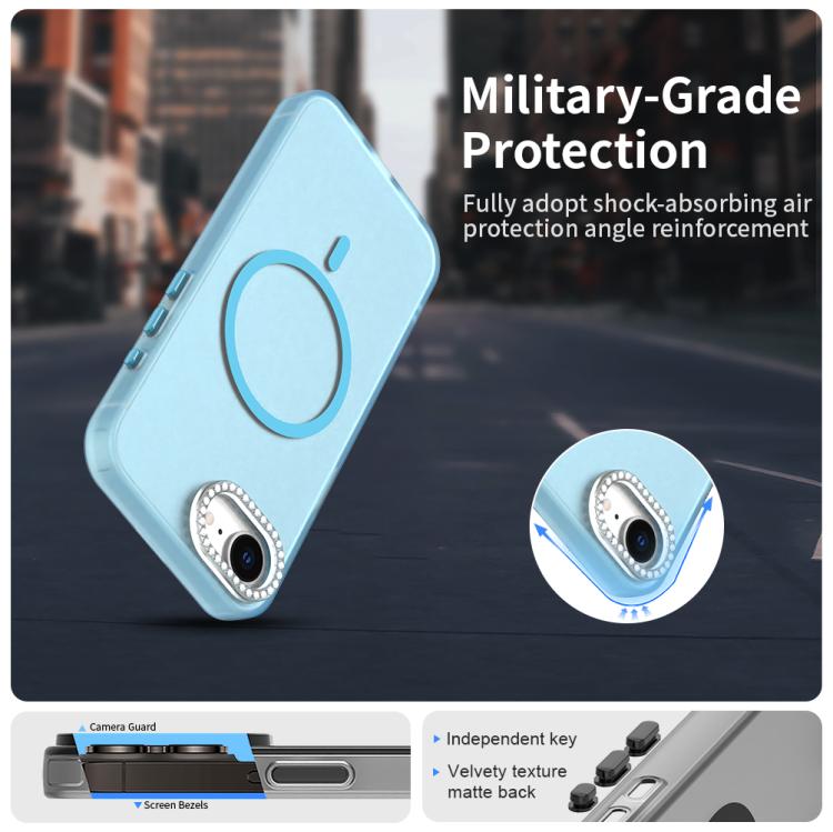 For iPhone 17e / 16e Candy Diamond Magsafe Frosted PC Hybrid TPU Phone Case
