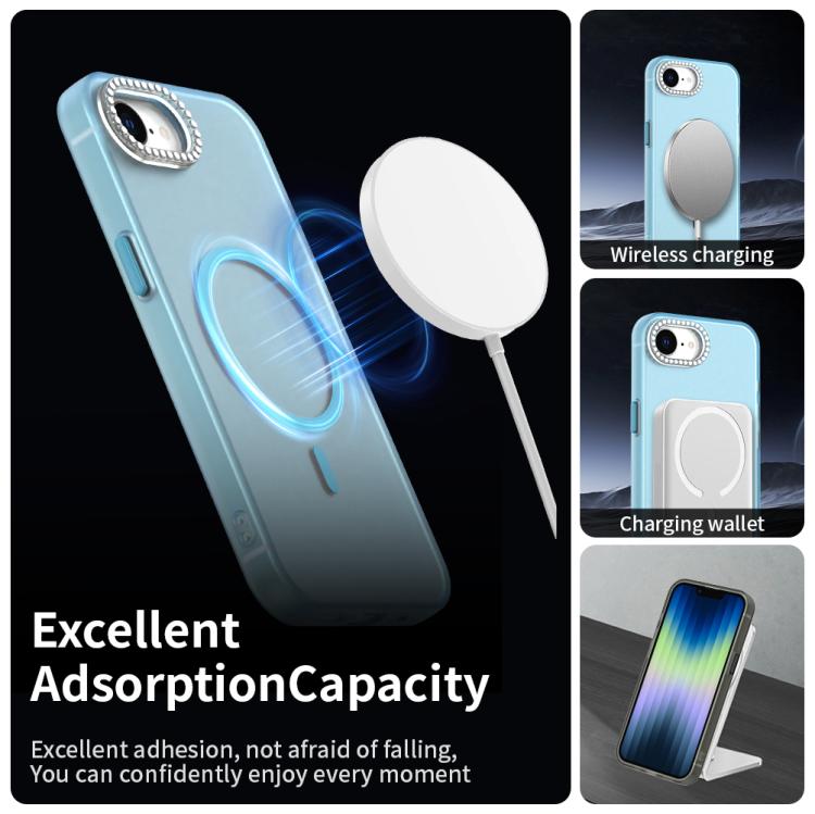 For iPhone 17e / 16e Candy Diamond Magsafe Frosted PC Hybrid TPU Phone Case