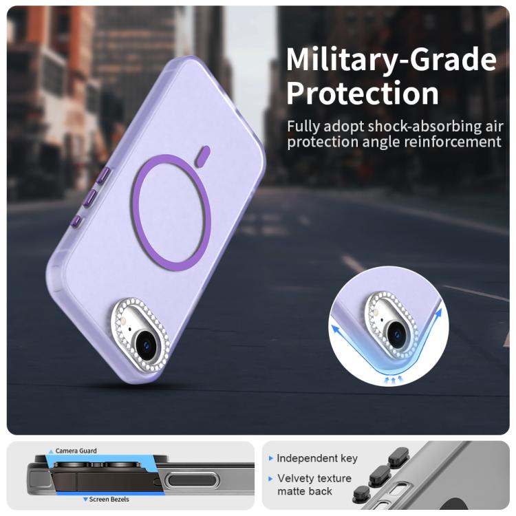 For iPhone 17e / 16e Candy Diamond Magsafe Frosted PC Hybrid TPU Phone Case