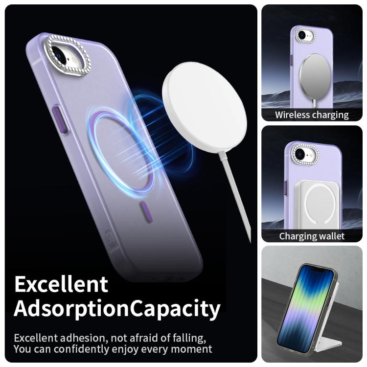 For iPhone 17e / 16e Candy Diamond Magsafe Frosted PC Hybrid TPU Phone Case