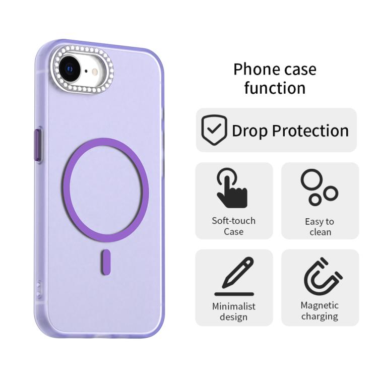 For iPhone 17e / 16e Candy Diamond Magsafe Frosted PC Hybrid TPU Phone Case