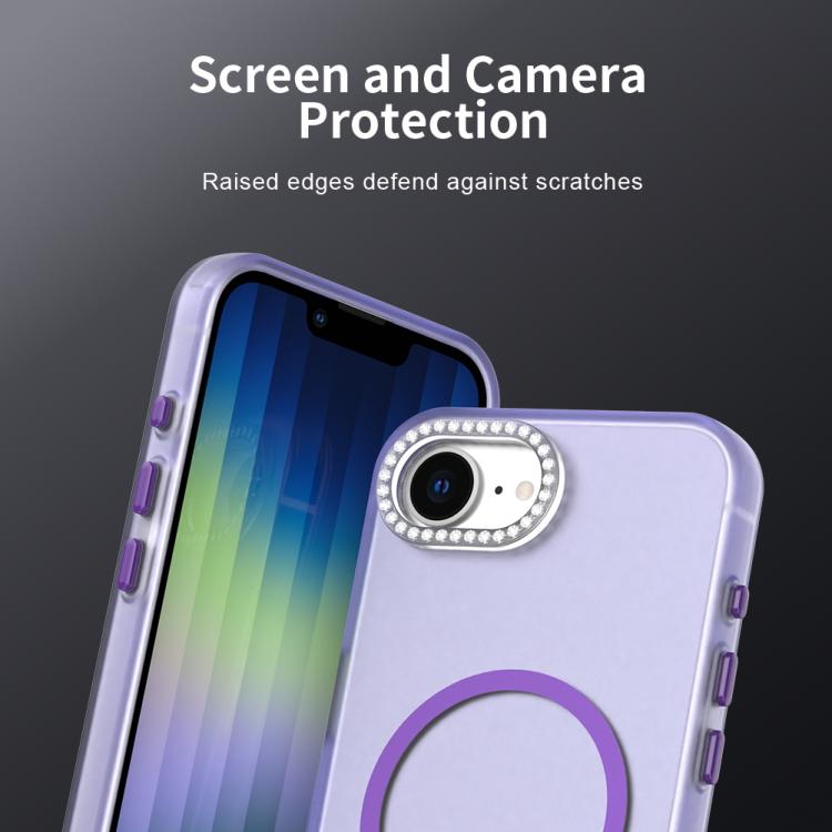 For iPhone 17e / 16e Candy Diamond Magsafe Frosted PC Hybrid TPU Phone Case