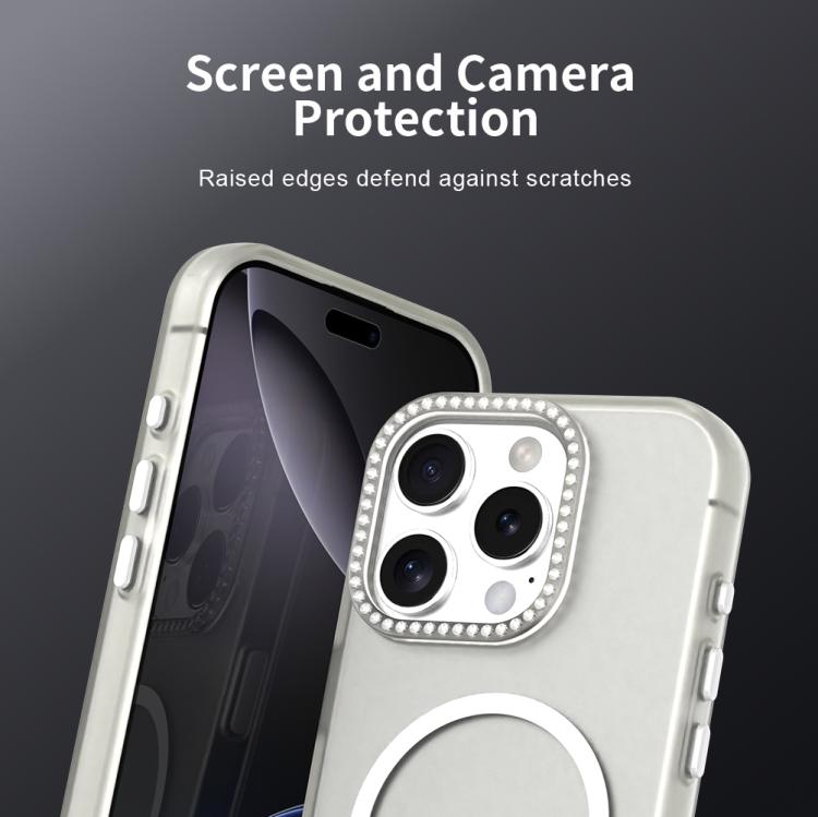 For iPhone 16 Pro Candy Diamond Magsafe Frosted PC Hybrid TPU Phone Case