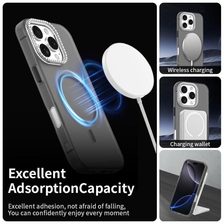 For iPhone 16 Pro Candy Diamond Magsafe Frosted PC Hybrid TPU Phone Case