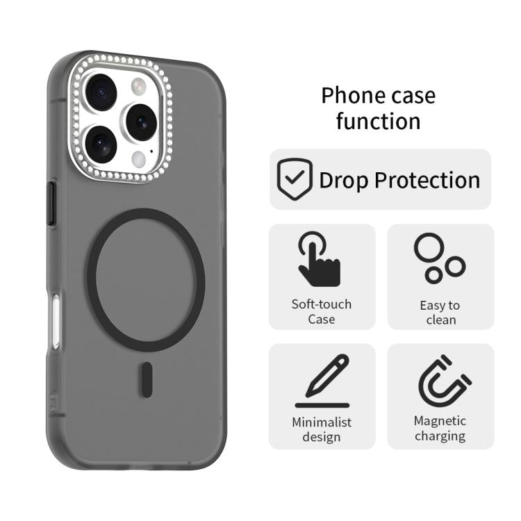 For iPhone 16 Pro Candy Diamond Magsafe Frosted PC Hybrid TPU Phone Case