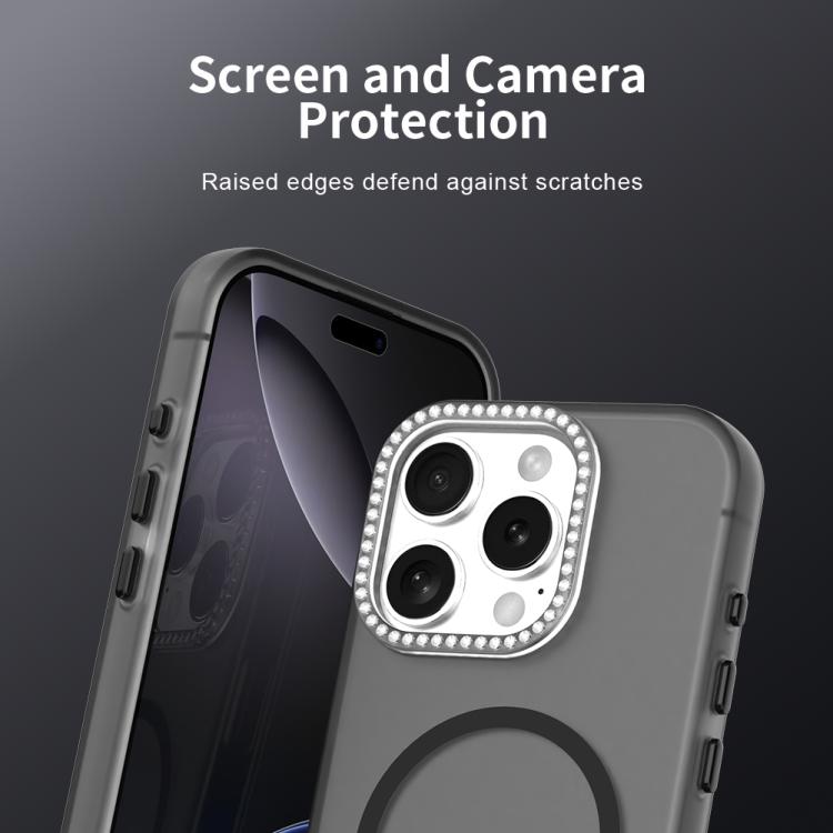 For iPhone 16 Pro Candy Diamond Magsafe Frosted PC Hybrid TPU Phone Case