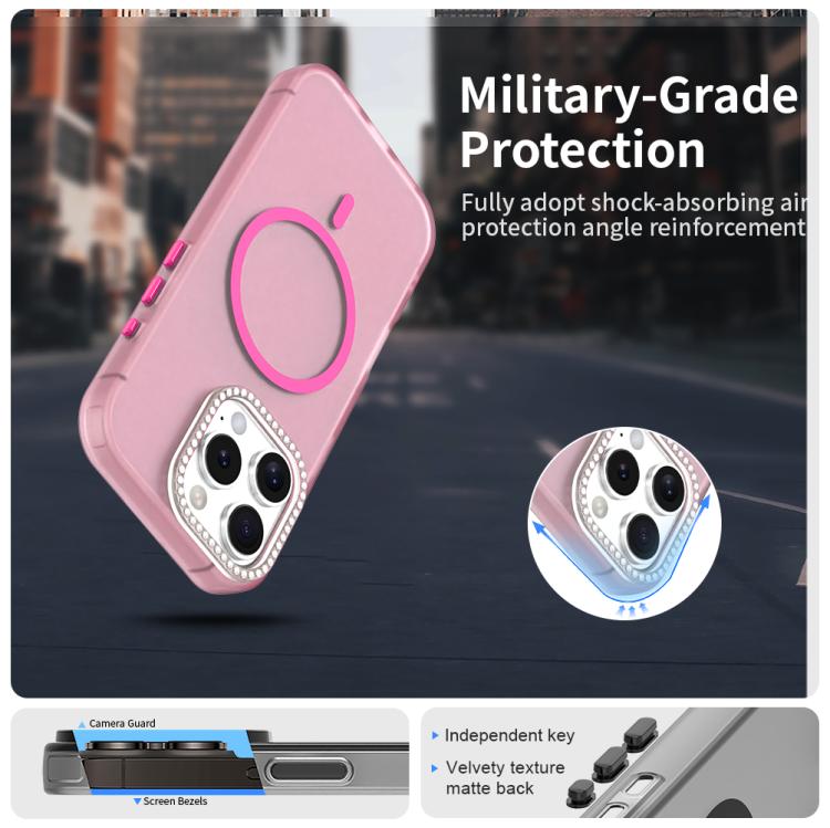 For iPhone 16 Pro Candy Diamond Magsafe Frosted PC Hybrid TPU Phone Case