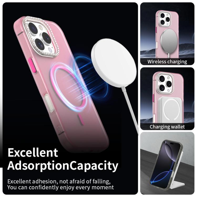 For iPhone 16 Pro Candy Diamond Magsafe Frosted PC Hybrid TPU Phone Case