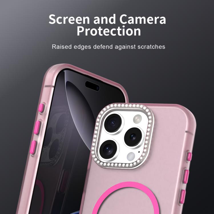 For iPhone 16 Pro Candy Diamond Magsafe Frosted PC Hybrid TPU Phone Case