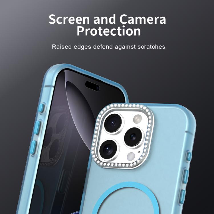 For iPhone 16 Pro Candy Diamond Magsafe Frosted PC Hybrid TPU Phone Case