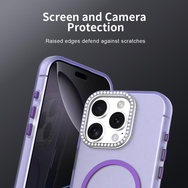 For iPhone 16 Pro Candy Diamond Magsafe Frosted PC Hybrid TPU Phone Case