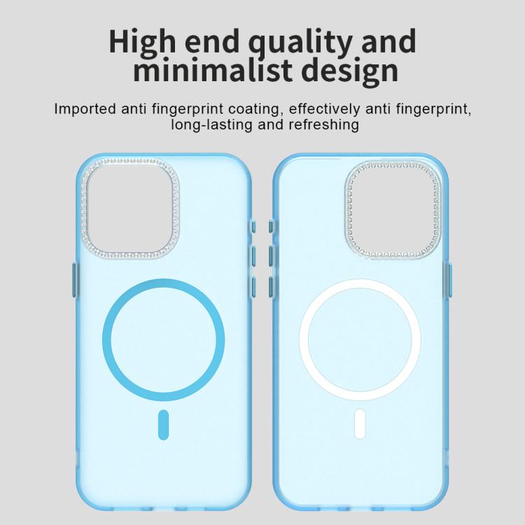 For iPhone 15 Pro Max Candy Diamond Magsafe Frosted PC Hybrid TPU Phone Case