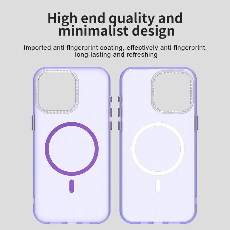 For iPhone 15 Pro Max Candy Diamond Magsafe Frosted PC Hybrid TPU Phone Case