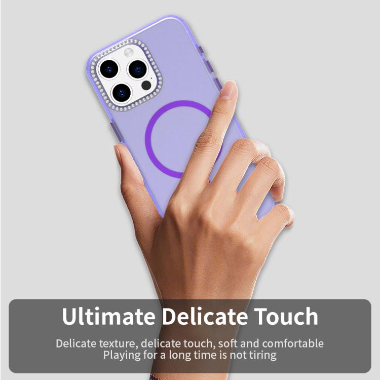 For iPhone 15 Pro Max Candy Diamond Magsafe Frosted PC Hybrid TPU Phone Case